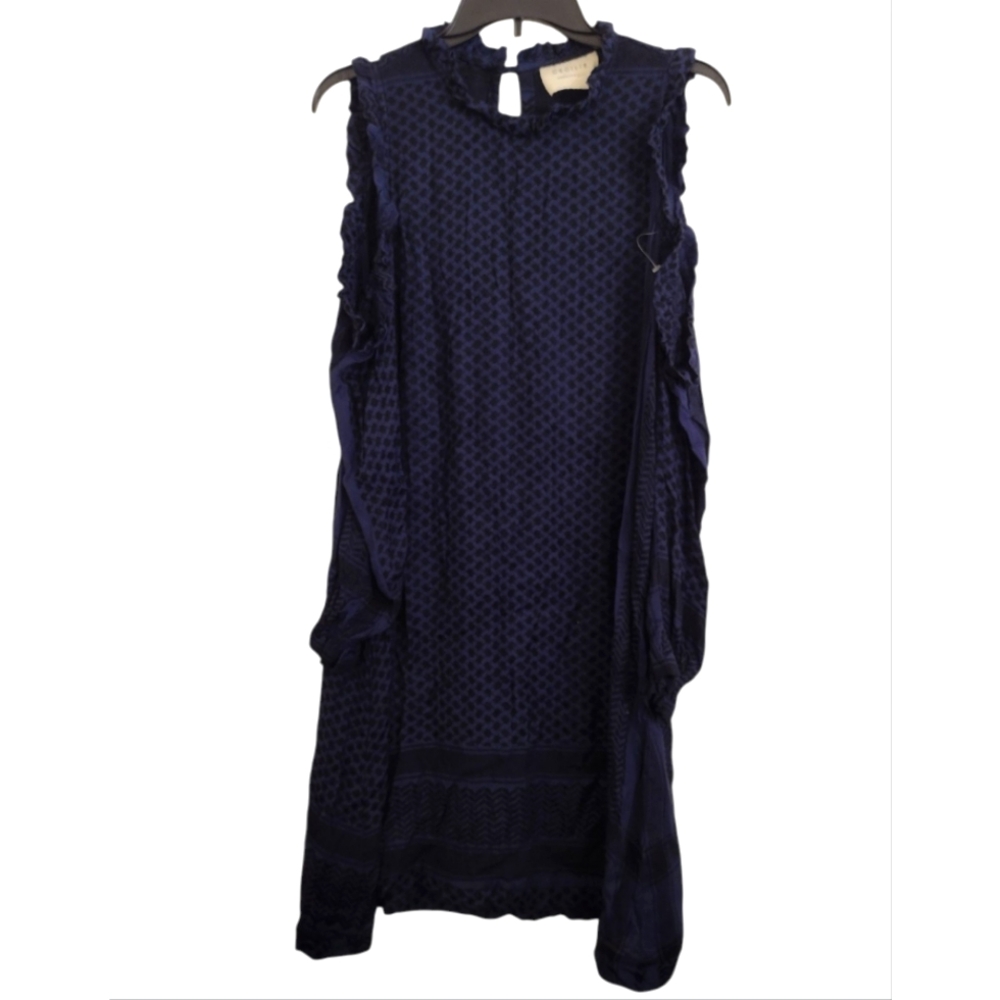 Cecilie Copenhagen Elegant Blue Black Cold Shoulder Dress Size 2